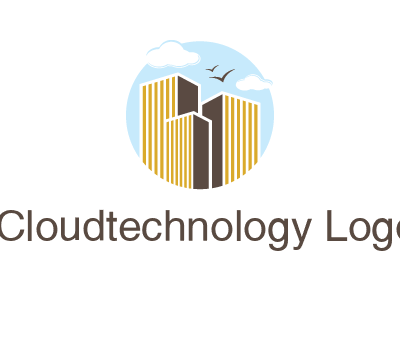 circle sky with buildings logo illustration