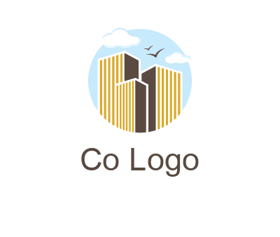 circle sky with buildings logo illustration