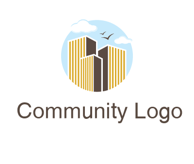 circle sky with buildings logo illustration