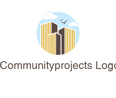 circle sky with buildings logo illustration