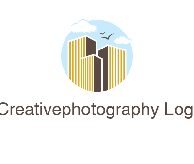 circle sky with buildings logo illustration