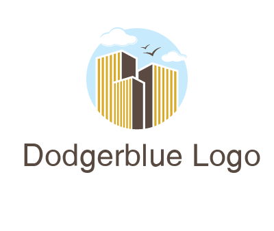 circle sky with buildings logo illustration