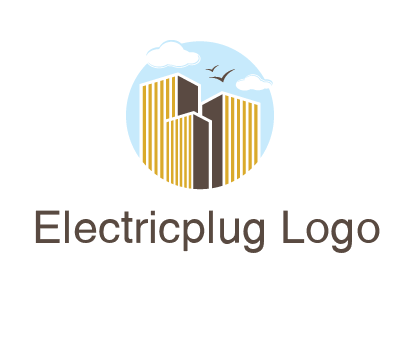 circle sky with buildings logo illustration