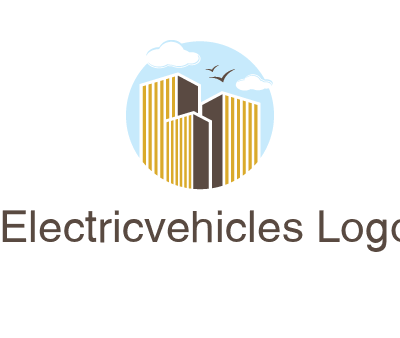 circle sky with buildings logo illustration