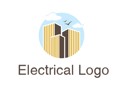 circle sky with buildings logo illustration