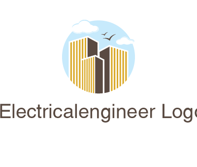 circle sky with buildings logo illustration