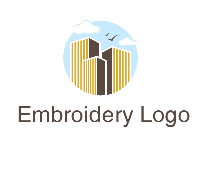 circle sky with buildings logo illustration