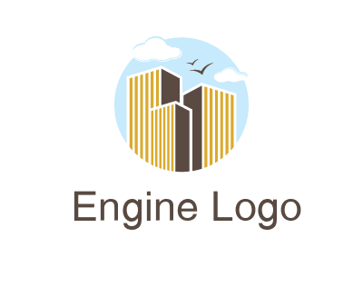 circle sky with buildings logo illustration