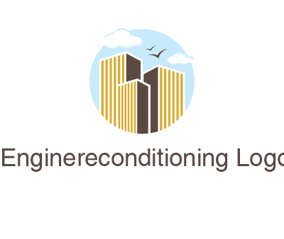 circle sky with buildings logo illustration