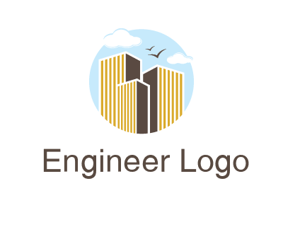 circle sky with buildings logo illustration