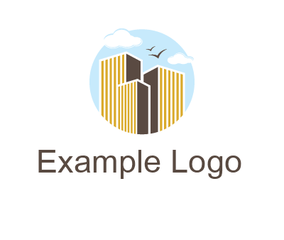 circle sky with buildings logo illustration