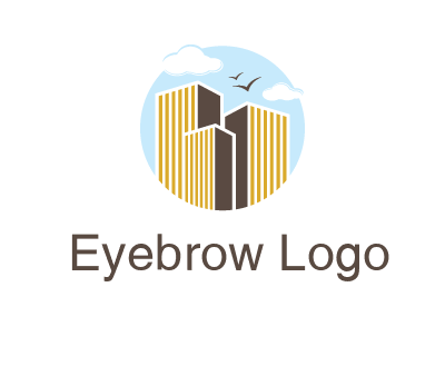 circle sky with buildings logo illustration