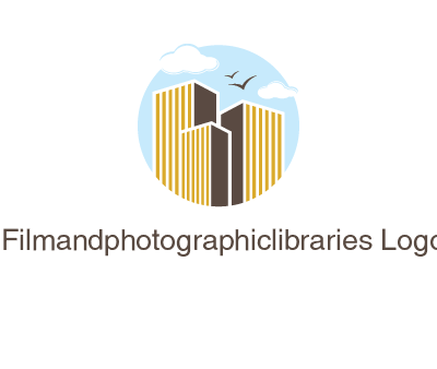 circle sky with buildings logo illustration