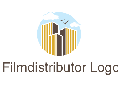 circle sky with buildings logo illustration