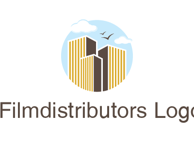 circle sky with buildings logo illustration