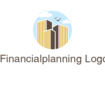 circle sky with buildings logo illustration
