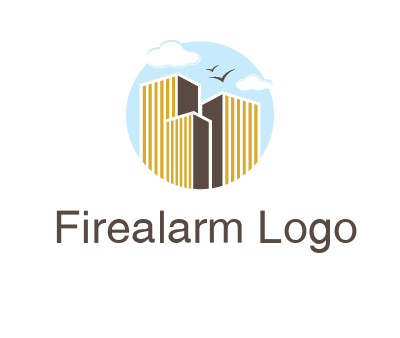 circle sky with buildings logo illustration