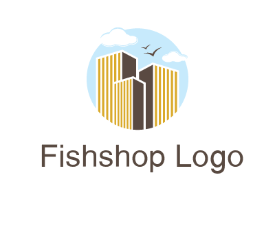 circle sky with buildings logo illustration