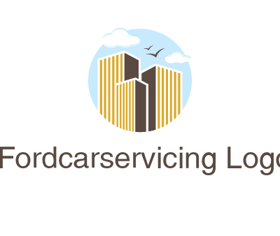 circle sky with buildings logo illustration