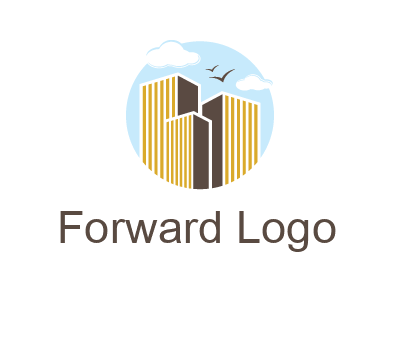 circle sky with buildings logo illustration