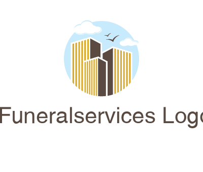 circle sky with buildings logo illustration