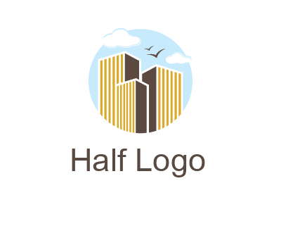 circle sky with buildings logo illustration