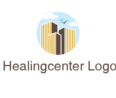 circle sky with buildings logo illustration