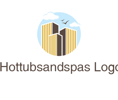 circle sky with buildings logo illustration