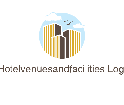 circle sky with buildings logo illustration