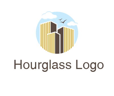 circle sky with buildings logo illustration