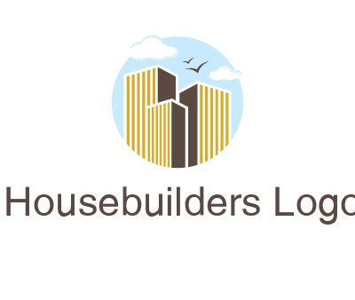 circle sky with buildings logo illustration