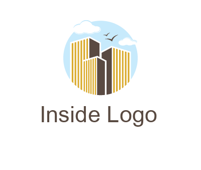 circle sky with buildings logo illustration