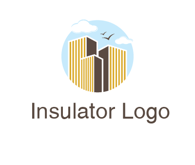 circle sky with buildings logo illustration