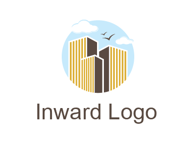 circle sky with buildings logo illustration
