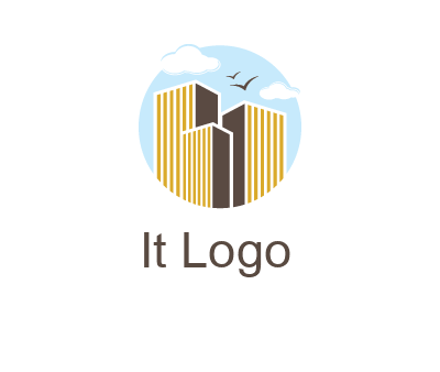 circle sky with buildings logo illustration