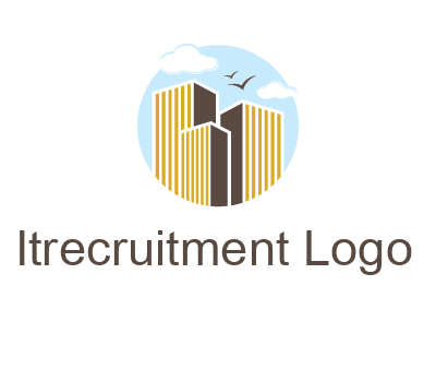 circle sky with buildings logo illustration