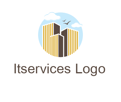circle sky with buildings logo illustration