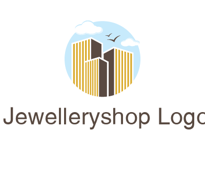 circle sky with buildings logo illustration