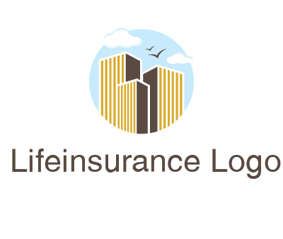circle sky with buildings logo illustration
