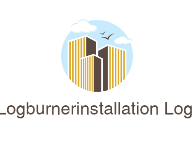 circle sky with buildings logo illustration