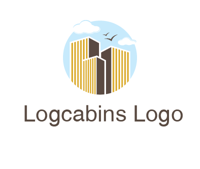 circle sky with buildings logo illustration