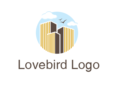 circle sky with buildings logo illustration