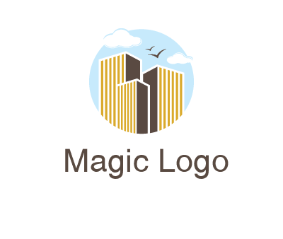 circle sky with buildings logo illustration