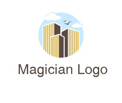 circle sky with buildings logo illustration