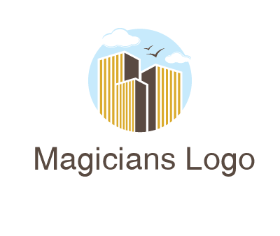 circle sky with buildings logo illustration