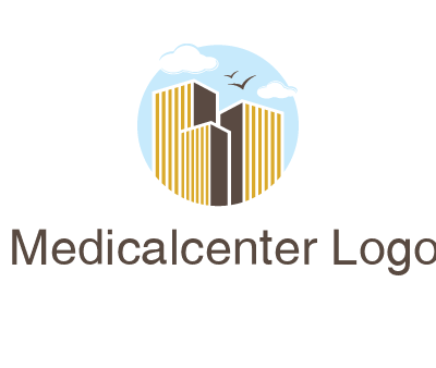 circle sky with buildings logo illustration