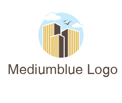 circle sky with buildings logo illustration