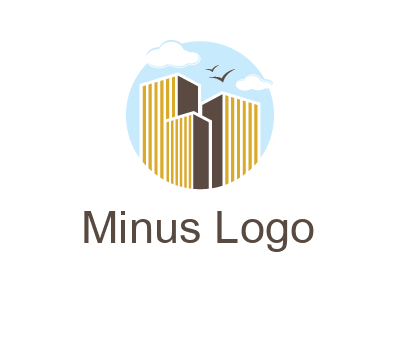 circle sky with buildings logo illustration