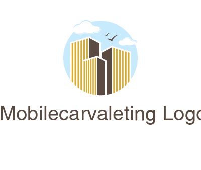 circle sky with buildings logo illustration