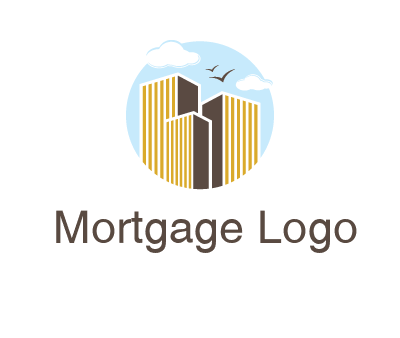 circle sky with buildings logo illustration